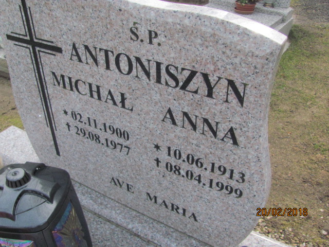 Michał Antoniszyn 1900 Nowogrodziec - Grobonet - Wyszukiwarka osób pochowanych